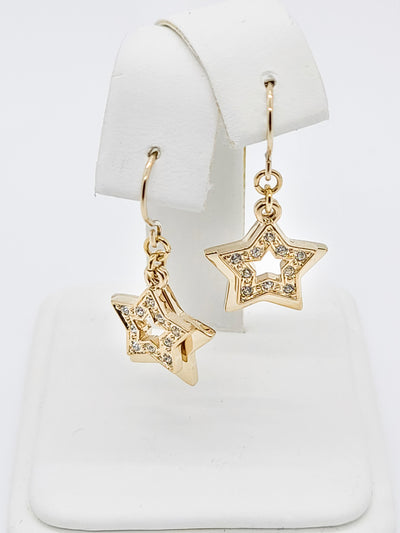 Gold Two Layer Star Swarovski Earrings - Purple Dot Fashion