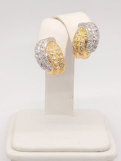 Annaleece Silver and Gold Plated Twist Earrings - Purple Dot Fashion