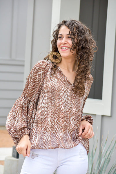 Forever Shine Brown Printed Blouse - #shop_name