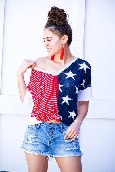 American Women Flag Knit Blouse - #shop_name