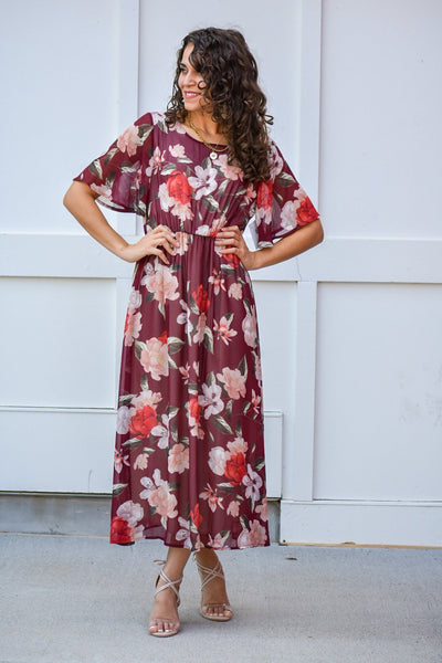 Another In The Fire Maroon Floral Maxi Dress - #shop_name