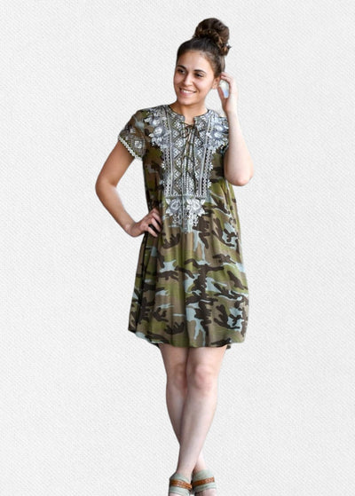 Defender Camouflage Print Dress - #shop_name