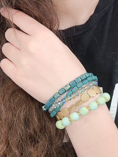 Green Earth Beaded Stretch Bracelets - #shop_name