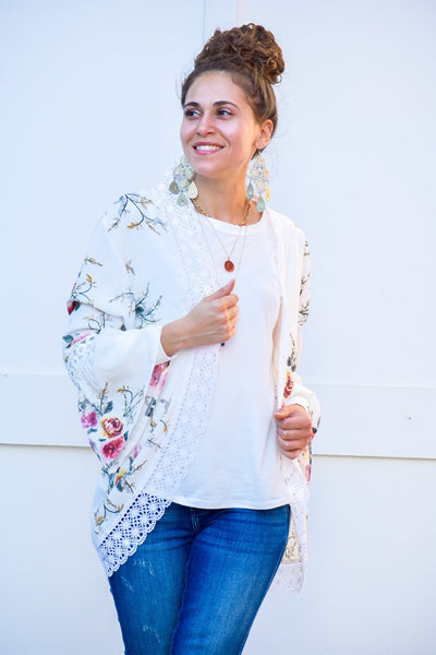 Have My Heart Ivory Floral Print Cardigan - #shop_name