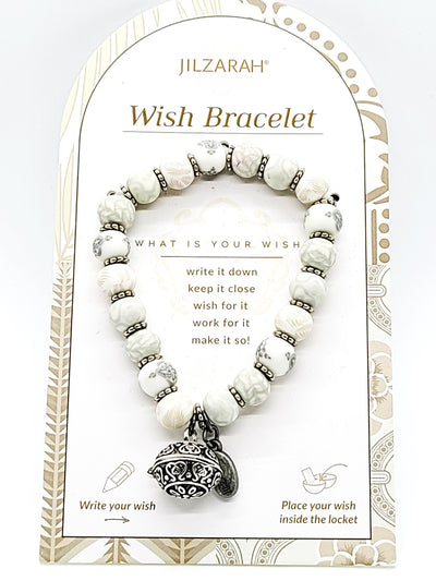 Jilzarah White And Gray Wish Bracelet - Purple Dot Fashion