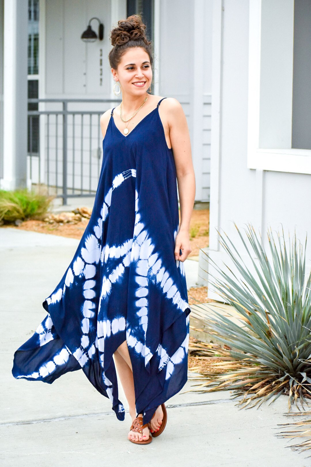 Navy tie dye maxi dress best sale