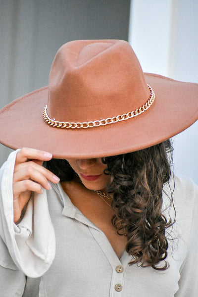 Panama Gold Chained Taupe Hat - #shop_name