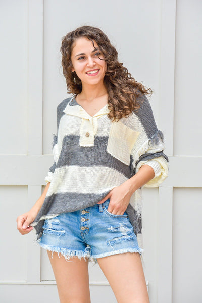 Revival Striped Gray Sweater - #shop_name