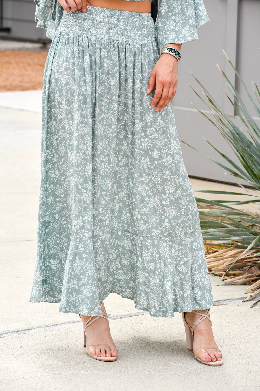 Sage Floral Maxi Skirt – Purple Dot Fashion