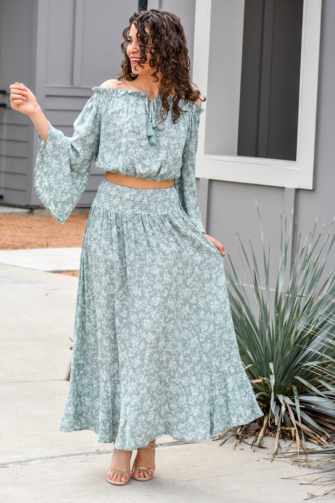 Sage Floral Maxi Skirt – Purple Dot Fashion