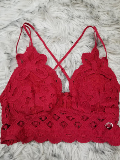 Say I Am Laced Bralette - Red - Purple Dot Fashion