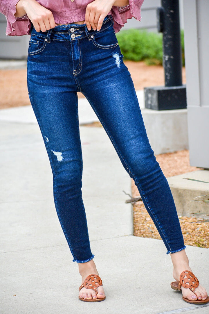 Sunrise Kancan Double Button High Rise Skinny Jean – Purple
