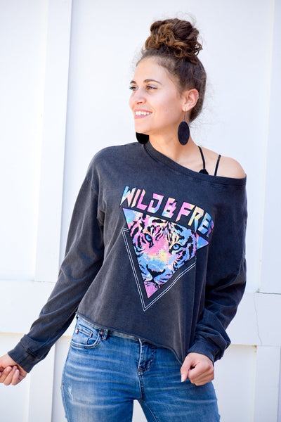 Wild and Free Multi Color Graphic Sweatshirt - #shop_name