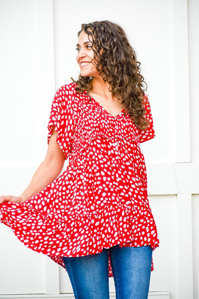 You Are Here Red Printed Tunic Top - #shop_name