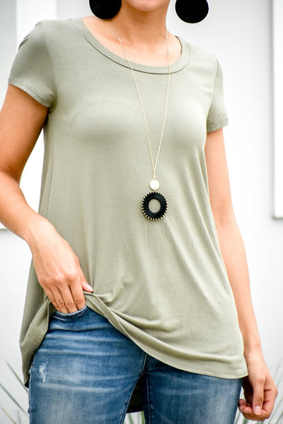 You Only Know Light Olive Top - Purple Dot Fashion